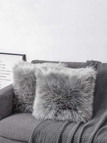 1pc Faux Wool Pillow Cover (Pillow Insert Not Included), Soft & Thick Faux Wool Cushion Cover, Plush Fabric, Zipper Closure, Scandinavian Minimalist Decor, Suitable For Sofa, Living Room, Bedroom, Floor, Bench, Car, Office, Cafe And Other Leisure Spaces