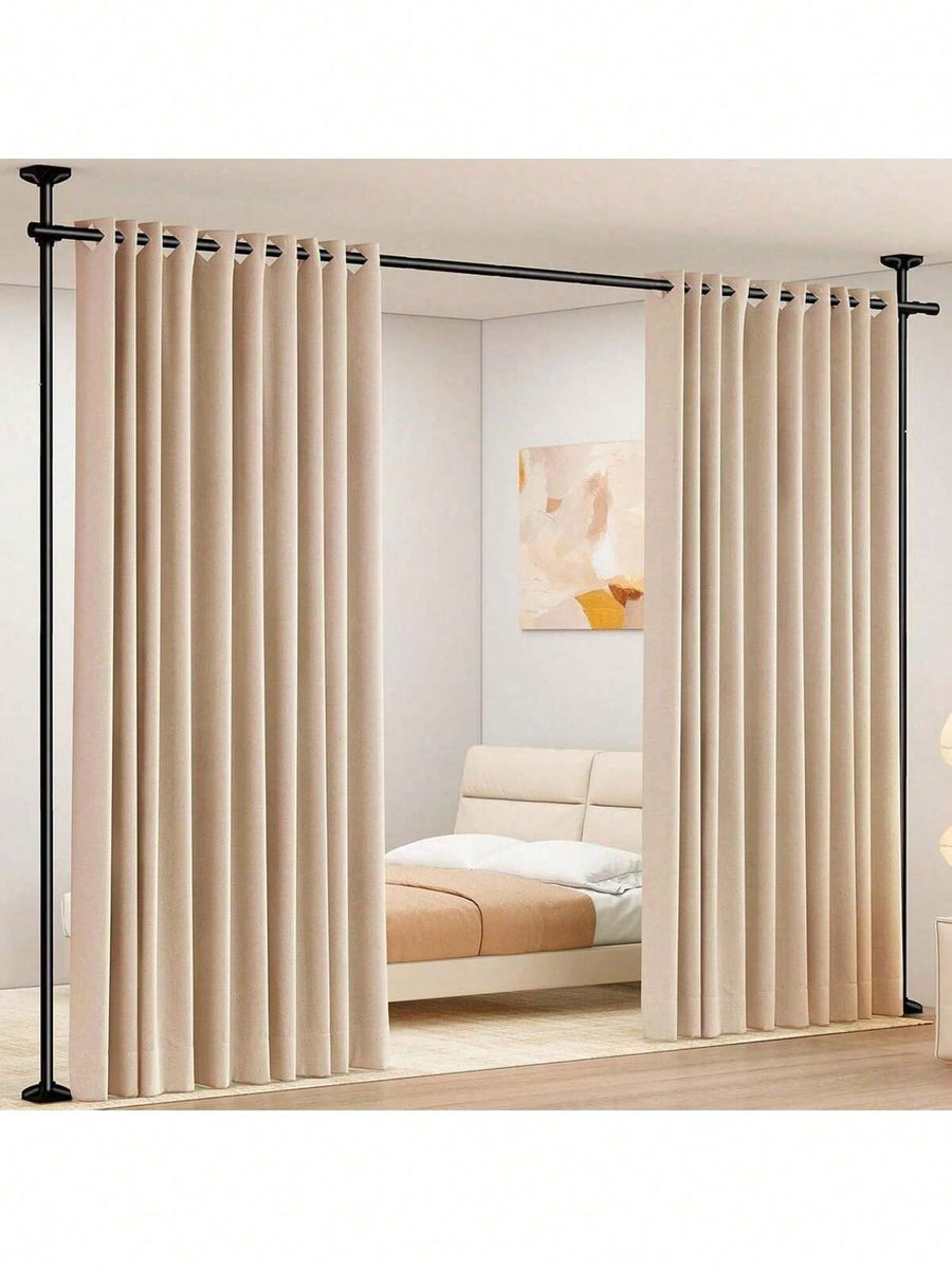 SUNALLY Room Divider For Room Separation, Tension Curtain Rods No Drilling, 4-10ft(H) 28-70inch(W) Adjustable Temporary Privacy Wall Divider, Heavy Duty Freestanding Space Partition Separator